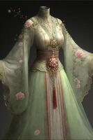 digitaal kunst van deze is een Chinese Chinese jurk bruiloft. generatief ai. foto