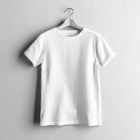 blanco wit t overhemd tee voor mockup illustratie met generatief ai foto