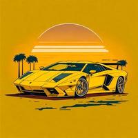 wijnoogst klassiek auto retro vector stijl illustratie foto