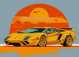 wijnoogst klassiek auto retro vector stijl illustratie foto