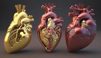 menselijk hart, intern orgaan, hart vorm geven aan, menselijk hart, drie dimensionaal, anatomie, genereren ai foto