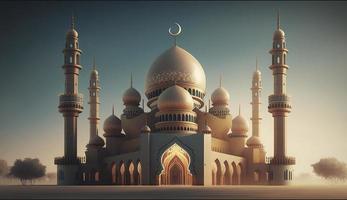 illustratie van verbazingwekkend architectuur ontwerp van moslim moskee Ramadan kareem, Islamitisch architectuur achtergrond Ramadan kareem, Islamitisch moskee, ramdan, ramzan, eid, cultuur, arabisch, genereren ai foto