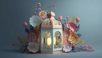 Islamitisch groet eid mubarak kaarten voor moslim vakantie. eid-ul-adha festival viering. Arabisch Ramadan lantaarn. decoratie lamp, genereren ai foto