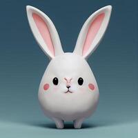 wit konijn met roze oren Aan een blauw achtergrond. generatief ai. foto