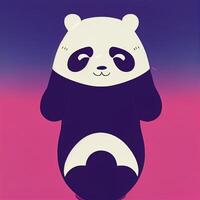zwart en wit panda beer Aan een roze en blauw achtergrond. generatief ai. foto