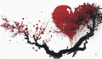 rood hart, rood liefde vorm Aan wit achtergrond, gelukkig Valentijn dag achtergrond, hart vorm geven aan, liefde, emotie, Valentijn kaart, Valentijnsdag dag, geluk, banier, ontwerp, achtergronden, genereren ai foto
