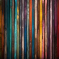 houten kleurrijk regenboog achtergrond gemaakt van houten planken met kopiëren ruimte voor tekst. generatief ai. foto