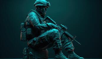geaard soldaat in uniform weerspiegelt, belichamen veerkracht en onderhoud. generatief ai foto