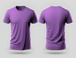 duidelijk Purper t-shirt mockup sjabloon. voorkant en terug visie. ai generatief foto