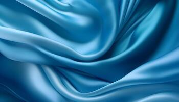realistisch golvend abstract achtergrond, delicaat en elegant blauw zijde lap, generatief ai foto