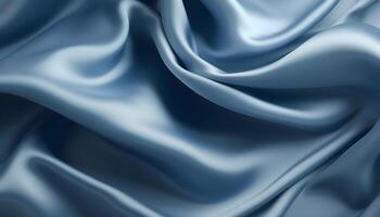 realistisch golvend abstract achtergrond, delicaat en elegant blauw marine zijde lap, generatief ai foto