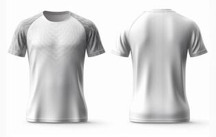 wit sport overhemd mockup met grijs abstract patroon, voorkant en terug visie, generatief ai foto