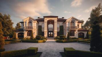 ai generatief modern luxe echt landgoed huis voor uitverkoop en huur , luxe eigendom residentie concept, foto
