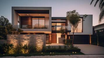 ai generatief modern luxe echt landgoed huis voor uitverkoop en huur , luxe eigendom residentie concept, foto