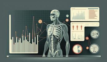 medisch informatica en Gezondheid zorg analytics - conceptuele illustratie, genereren ai foto