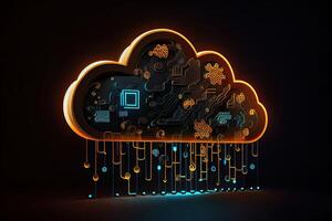 wolk berekening Aan gegevens server. wolk technologie. databank generatief ai illustratie foto