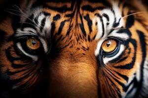 detailopname van de tijger ogen. generatief ai foto