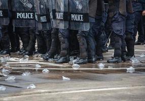 herrie Politie botste met de demonstranten. foto