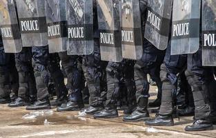 herrie Politie botste met de demonstranten. foto