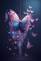 digitaal kunst roze vlinder bloem. generatief ai foto