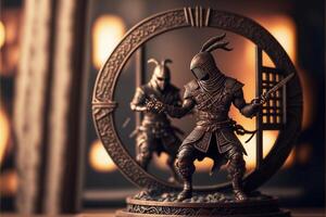 standbeeld van een ridder Holding een zwaard. generatief ai. foto