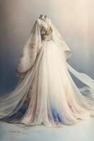 een prachtig Chinese Hanfu bruiloft jurk. generatief ai. foto