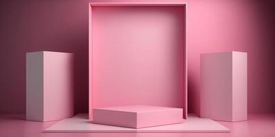 realistisch 3d roze thema podium voor Product Scherm. ai gegenereerd foto