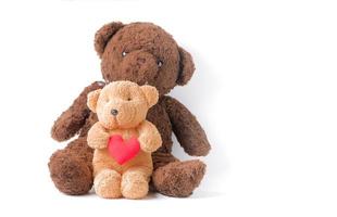 schattig weinig teddy beer houden hart geïsoleerd foto
