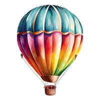 kleurrijk heet lucht ballon geïsoleerd Aan wit achtergrond in waterverf stijl. ai gegenereerd foto