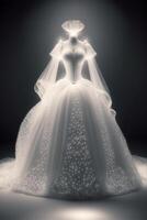 super prachtig mooi bruiloft jurk. generatief ai. foto
