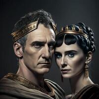 Julius Caesar en Cleopatra geschiedenis van oude Egypte. generatief ai foto