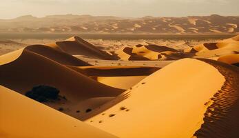 panoramisch woestijn Sahara landschap, woestijn in de middag, generatief ai foto