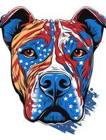 hond illustratie Amerikaans vlag met t-shirt ontwerp. gelukkig 4e van juli Verenigde Staten van Amerika onafhankelijkheid dag. generatief ai. foto