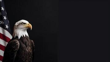 adelaar met Verenigde Staten van Amerika vlag. illustratie ai generatief foto