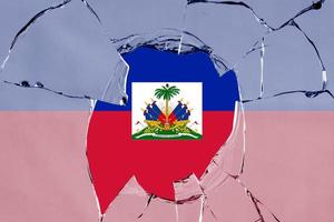 3d vlag van Haïti Aan glas foto
