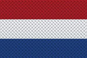 3d vlag van Nederland Aan een metaal muur achtergrond. foto