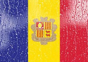 3d vlag van Andorra Aan een glas foto