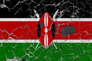 3d vlag van Kenia Aan steen muur foto