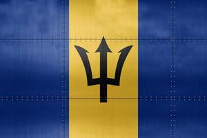 3d vlag van Barbados Aan metaal foto