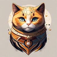 vector illustratie van een kat in een helm met een patroon Aan de huid. ai gegenereerd foto