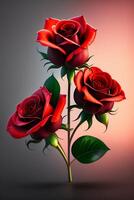 mooi rood rozen Aan een donker achtergrond. ai gegenereerd foto