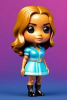 schattig inbaar vrouw funko knal vinyl figuur in modern en elegant kleding. ai gegenereerd foto