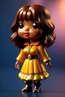 schattig inbaar vrouw funko knal vinyl figuur in modern en elegant kleding. ai gegenereerd foto