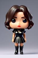 schattig inbaar vrouw funko knal vinyl figuur in modern en elegant kleding. ai gegenereerd foto