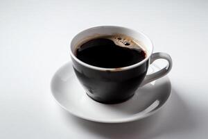 geïsoleerd koffie kop mok met heet zwart koffie Aan wit achtergrond. ai gegenereerd foto