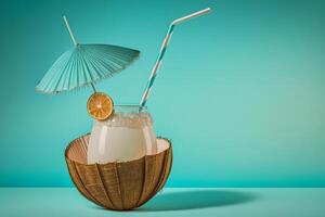 pinacolada cocktail. zomer strand humeur. neurale netwerk ai gegenereerd foto