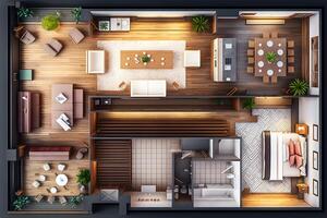 plan van een appartement of huis. interieur ontwerp. neurale netwerk ai gegenereerd foto