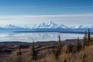 Alaska ankerplaats en denali. ai gegenereerd foto