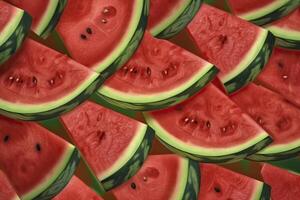 achtergrond van plakjes van watermeloen. generatief ai. foto