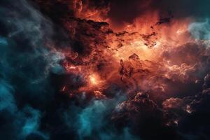 brand brandend wolk in ruimte illustratie achtergrond met generatief ai foto